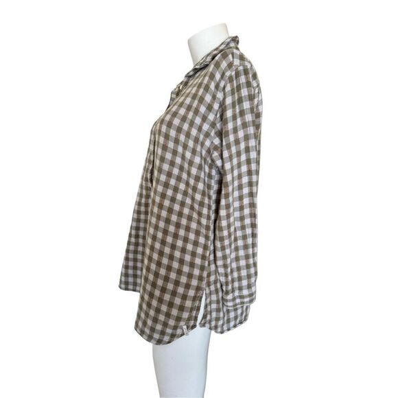 Woolrich women’s L 100% cotton plaid flannel sage green cozy relaxed empire butt - Picture 2 of 6